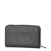 プラダ 三角ロゴプレート 長財布 ラウンドファスナー ブラック レザー レディース PRADA 【中古】